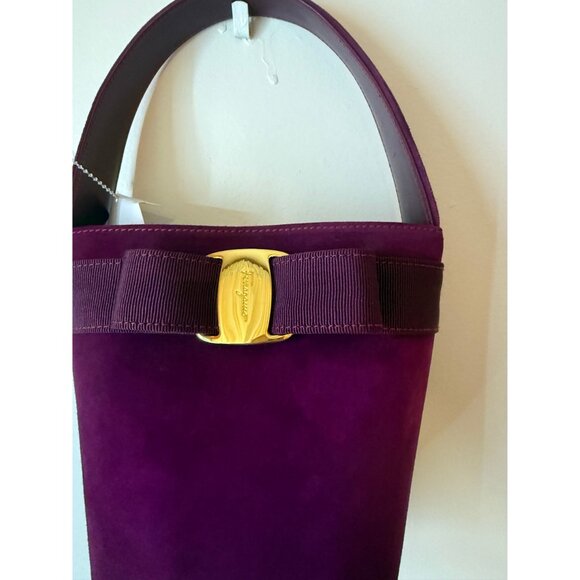 Ferragamo Dark Pink/Mauve Bucket Bag W/ Bow - Picture 3 of 4